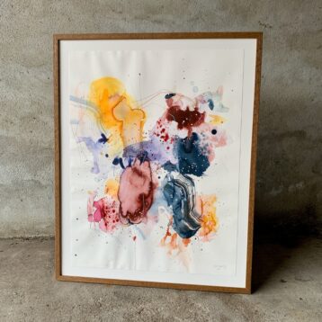 "Swing #2" - 59x73 cm - papirmaleri i røget egetræsramme