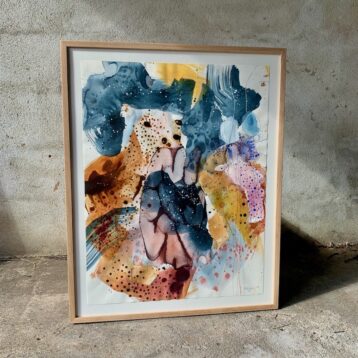 Bear service - 59x73 cm - originalt maleri i egetræsramme