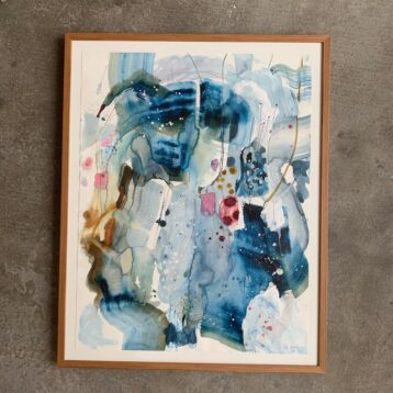 Do - 59x73 cm - papirmaleri i træramme af teak