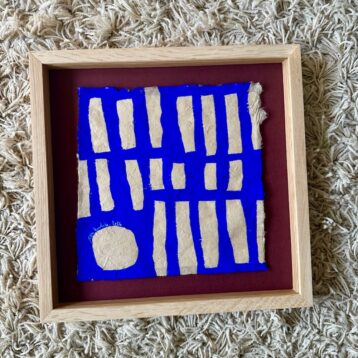 Ultramarine #19 - originalt papirværk - 31 x 32 cm - egetræsramme/ART-glas