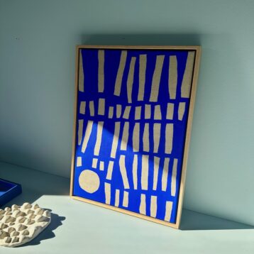 Ultramarine #21 - originalt værk på hørlærred - 57 x 42 cm - egetræsramme