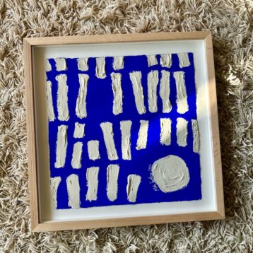 Ultramarine #20 - originalt papirværk - 37,5 x 37,5 cm - dyb egetræsramme