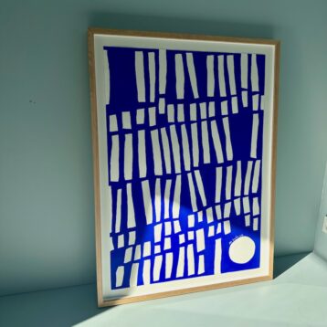 Ultramarine #10 - originalt papirværk - 50x70 cm - egetræsramme/ART-glas